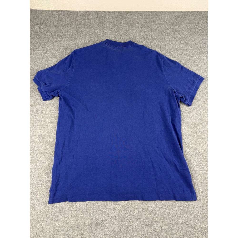 Polo Ralph Lauren Mens Classic Fit Blue Pique Polo Shirt Green Pony Large - Picture 3 of 6